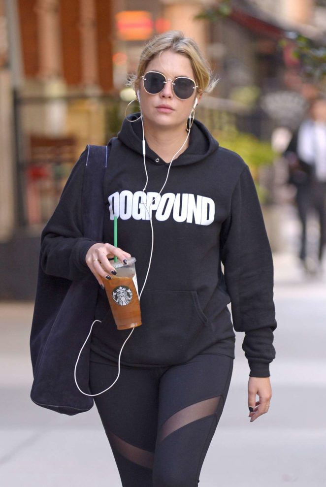 Ashley Benson in Leggings Heads to the Gym in New York City
